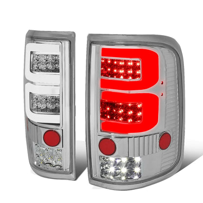 04-08 Ford F-150 3D Style Dual C-Bar LED Tail Lights - Chrome/Clear
