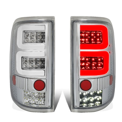 04-08 Ford F-150 3D Style Dual C-Bar LED Tail Lights - Chrome/Clear
