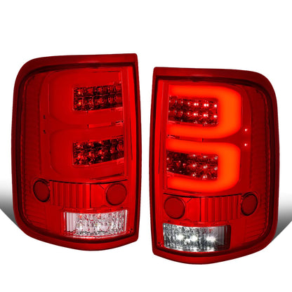 04-08 Ford F-150 3D Style Dual C-Bar LED Tail Lights - Chrome/Red