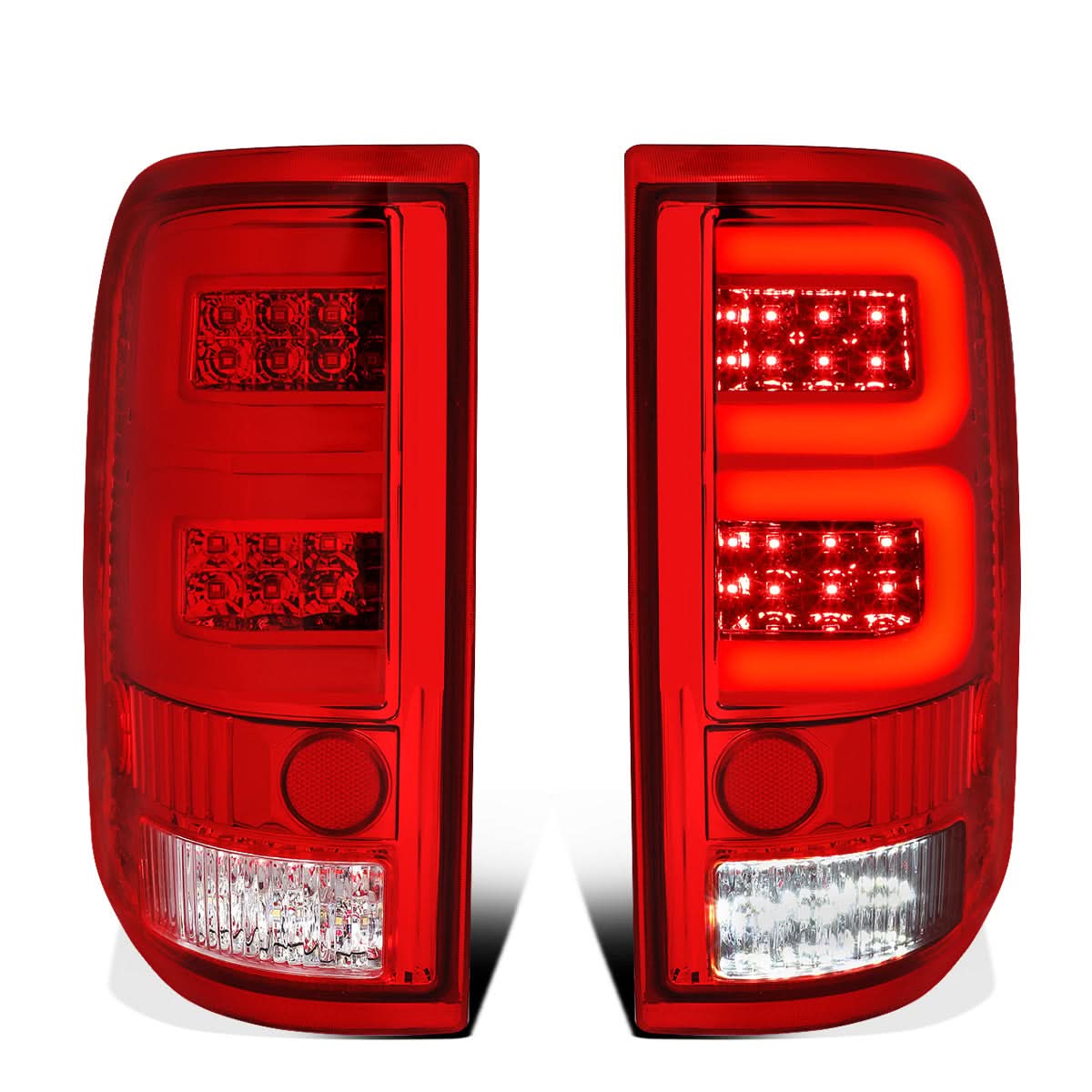 04-08 Ford F-150 3D Style Dual C-Bar LED Tail Lights - Chrome/Red