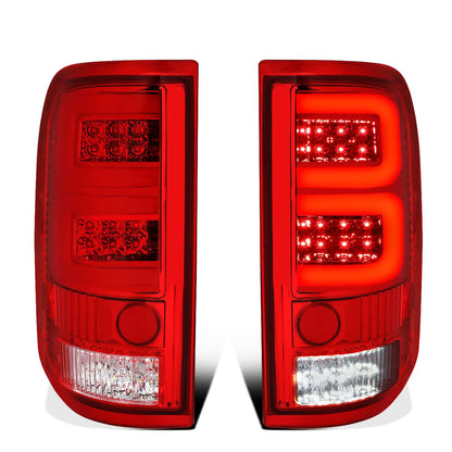 04-08 Ford F-150 3D Style Dual C-Bar LED Tail Lights - Chrome/Red