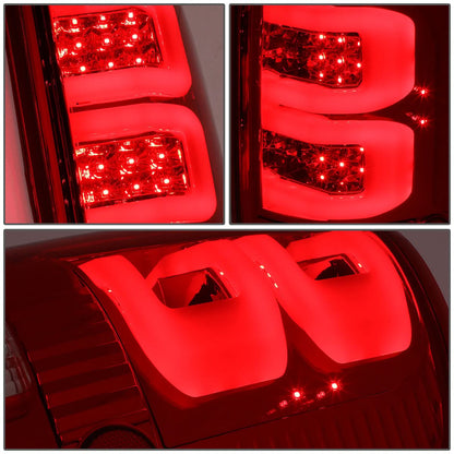 04-08 Ford F-150 3D Style Dual C-Bar LED Tail Lights - Chrome/Red