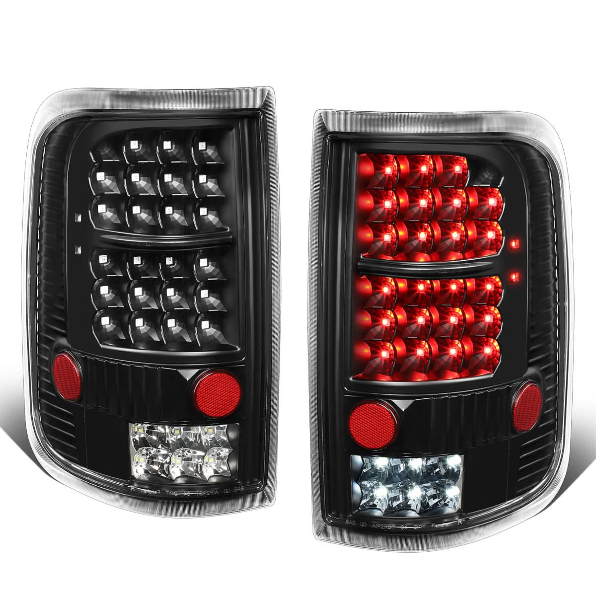 2004-2008 Ford F-150 LED Tail Lights - Black Clear