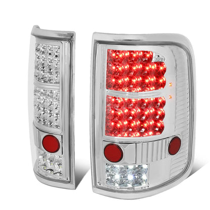 04-08 Ford F-150 LED Tail Lights Chrome Clear