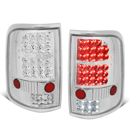 04-08 Ford F-150 LED Tail Lights Chrome Clear