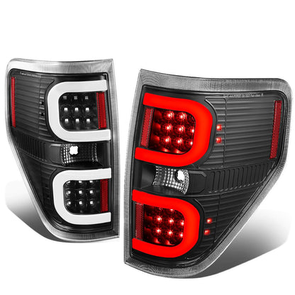 09-14 Ford F-150 Dual C-Bar 3D LED Tail Lights Black/Clear