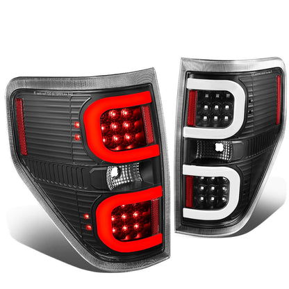 09-14 Ford F-150 Dual C-Bar 3D LED Tail Lights Black/Clear