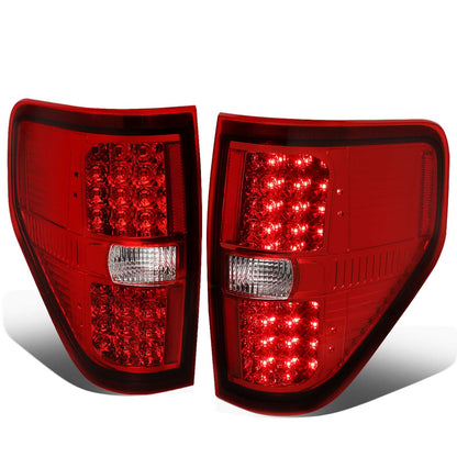 09-14 Ford F-150 Full LED Tail Lights - Chrome/Red