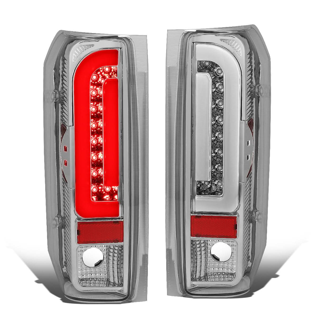 90-97 Ford F-150/F-250/F-350/Bronco 3D LED Tail Lights Chrome/Clear