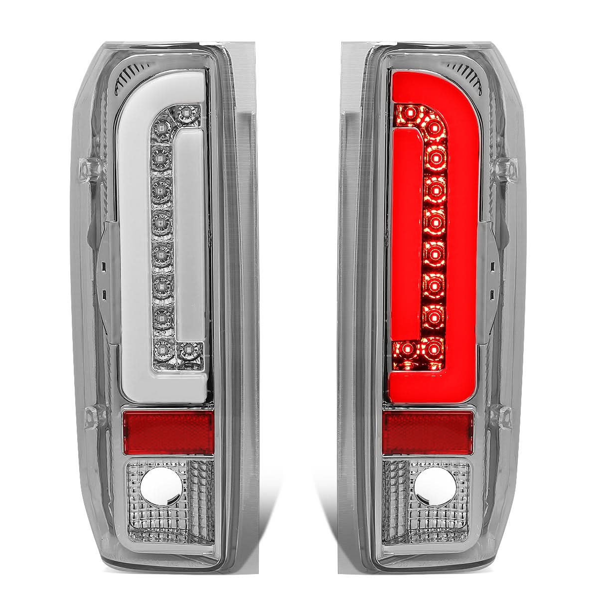 90-97 Ford F-150/F-250/F-350/Bronco 3D LED Tail Lights Chrome/Clear