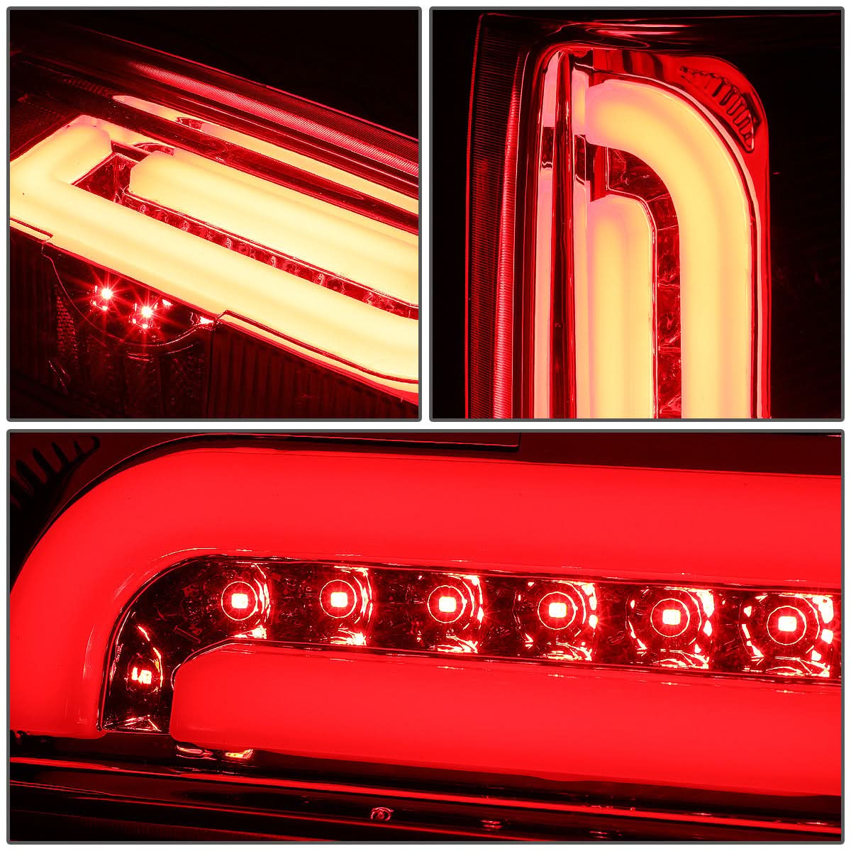 90-97 Ford F-150/F-250/F-350/Bronco 3D LED Tail Lights Chrome/Red