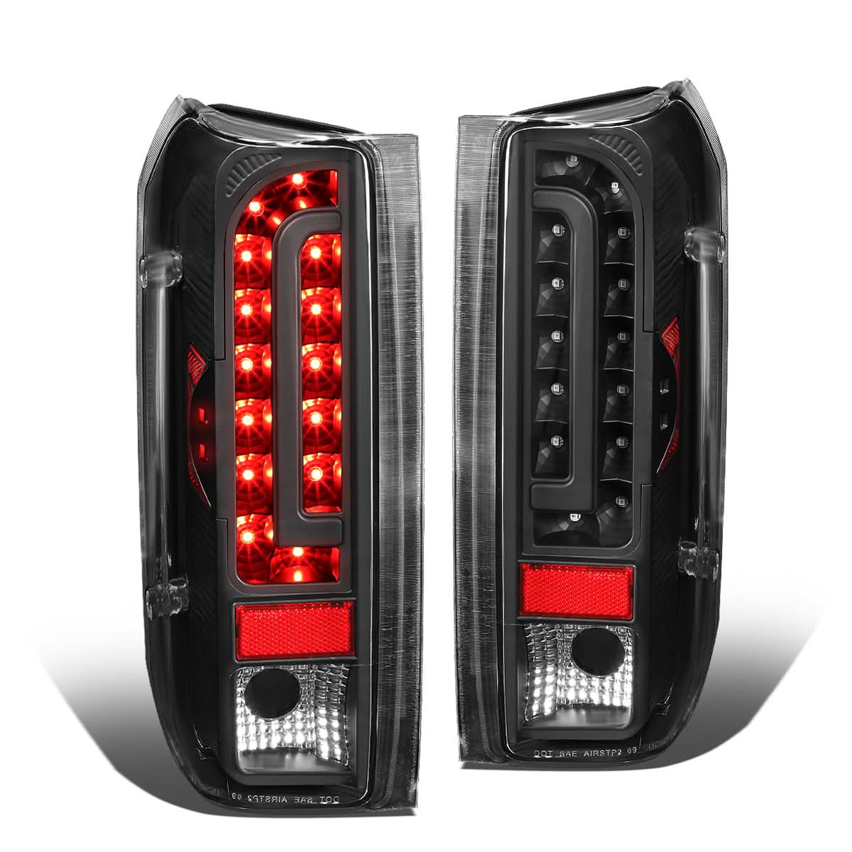 90-97 Ford F-150/F-250/F-350/Bronco LED Tail Lights Black/Clear
