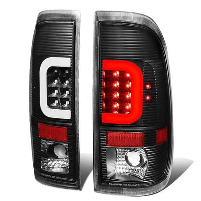 97-07 Ford F-150 F-250 F-350 C-Bar 3D LED Tail Lights Black/Clear