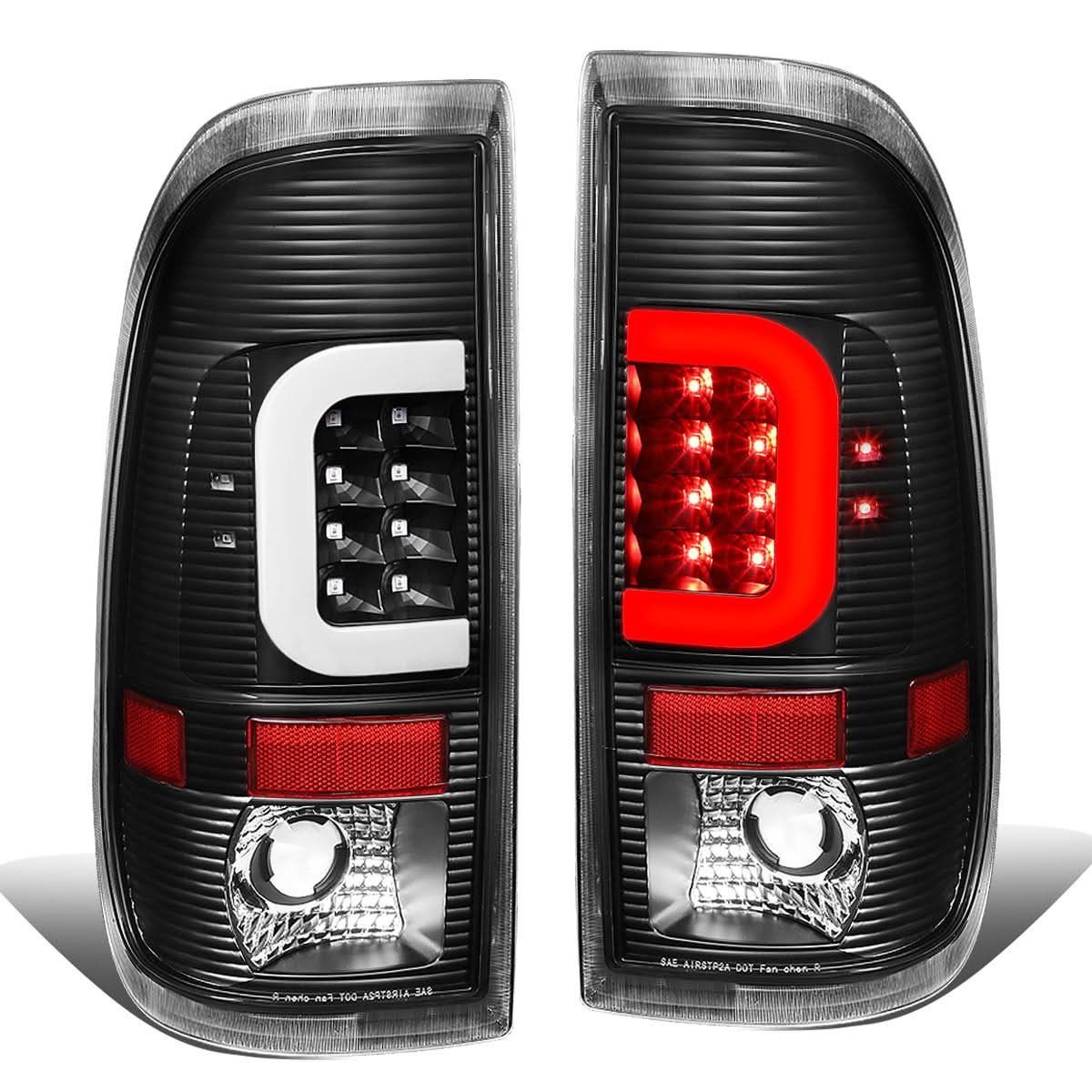 97-07 Ford F-150 F-250 F-350 C-Bar 3D LED Tail Lights Black/Clear