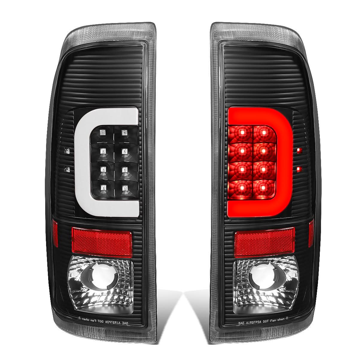 97-07 Ford F-150 F-250 F-350 C-Bar 3D LED Tail Lights Black/Clear
