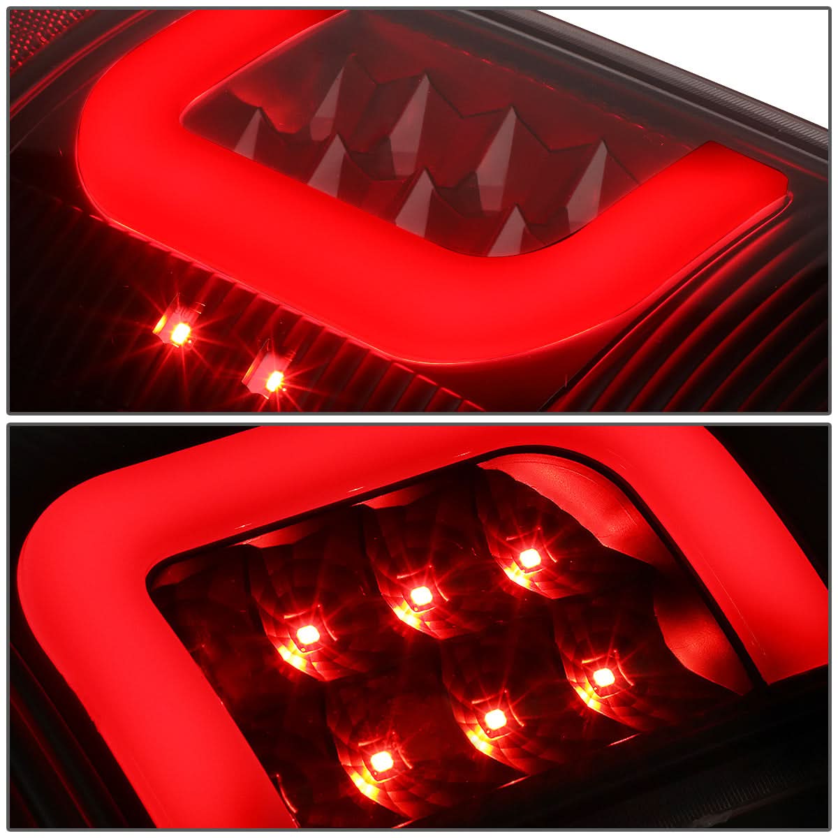97-07 Ford F-150 F-250 F-350 C-Bar 3D LED Tail Lights Black/Clear
