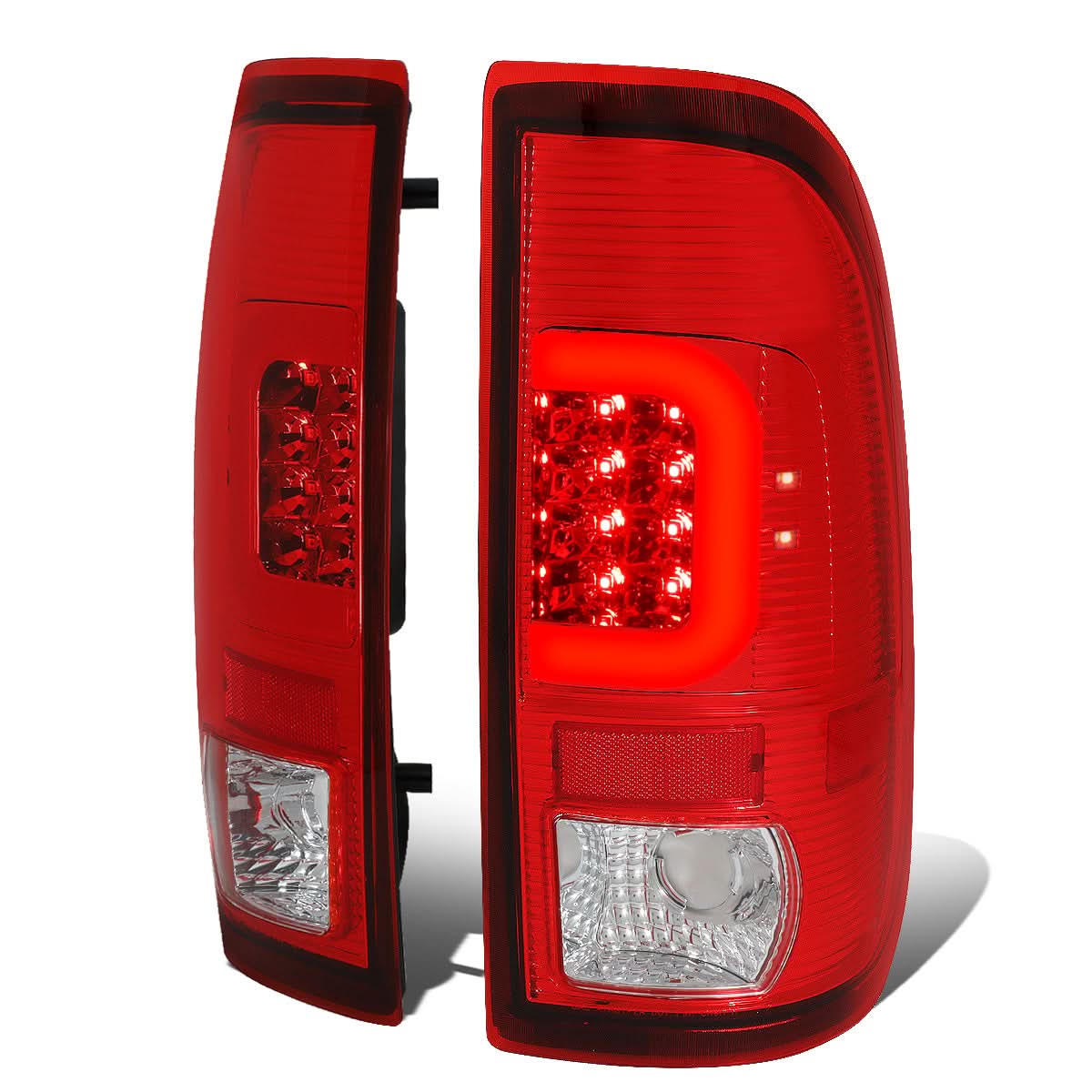97-07 Ford F-150 F-250 F-350 F-450 F-550 C-Bar 3D LED Tail Lights Chrome