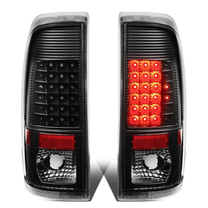 97-07 Ford F-150 F-250 F-350 F-450 F-550 LED Tail Lights Black/Clear