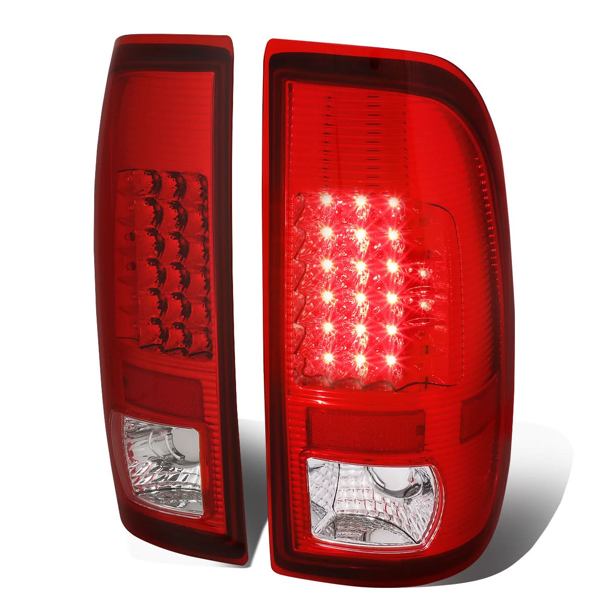 97-07 Ford F-150 F-250 F-350 F-450 F-550 LED Tail Lights Chrome/Red