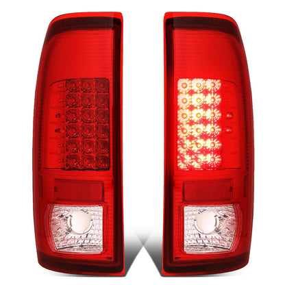 97-07 Ford F-150 F-250 F-350 F-450 F-550 LED Tail Lights Chrome/Red