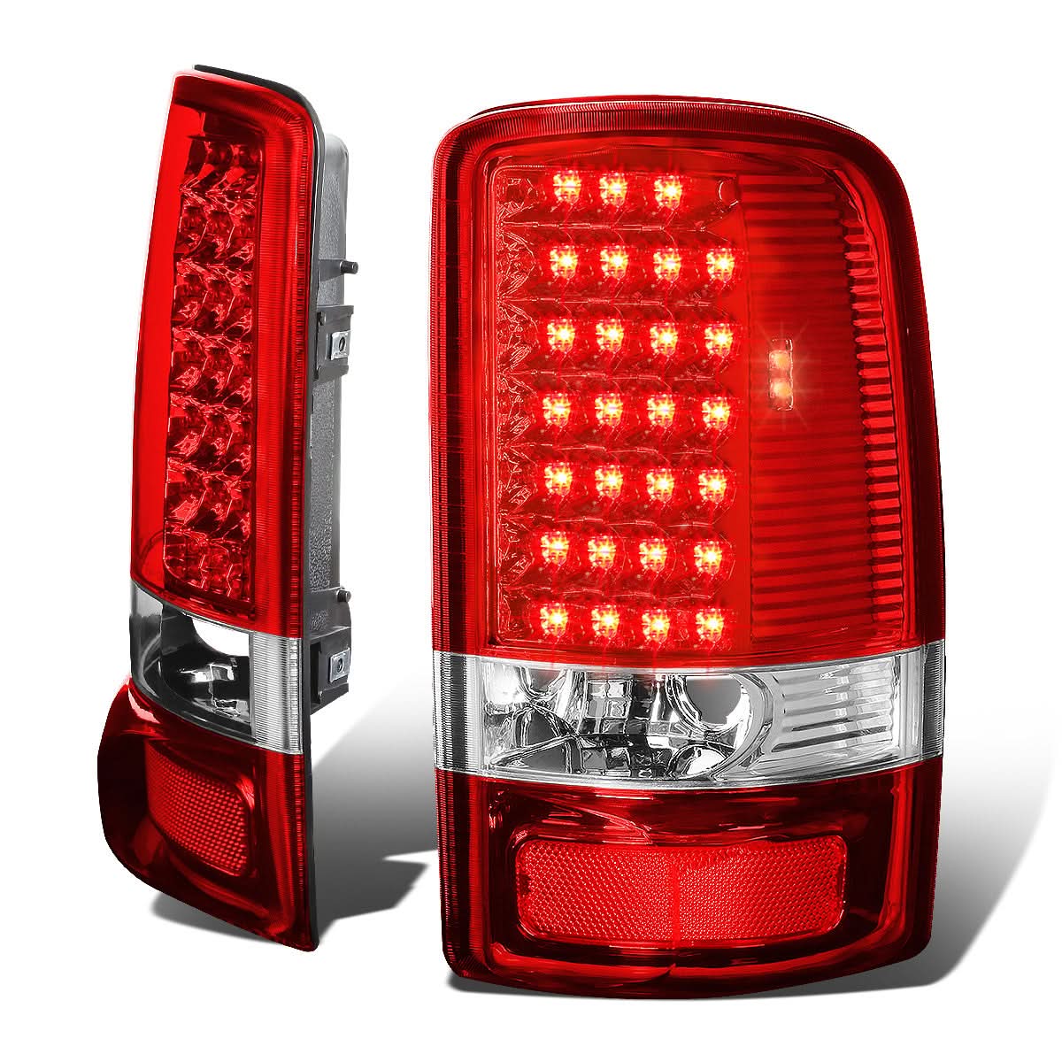 00-06 Chevrolet Tahoe Suburban Yukon LED Tail Lights Chrome Red