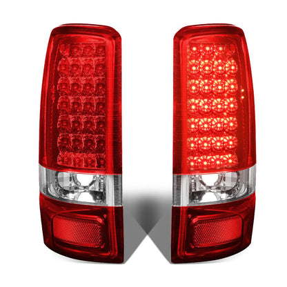 00-06 Chevrolet Tahoe Suburban Yukon LED Tail Lights Chrome Red