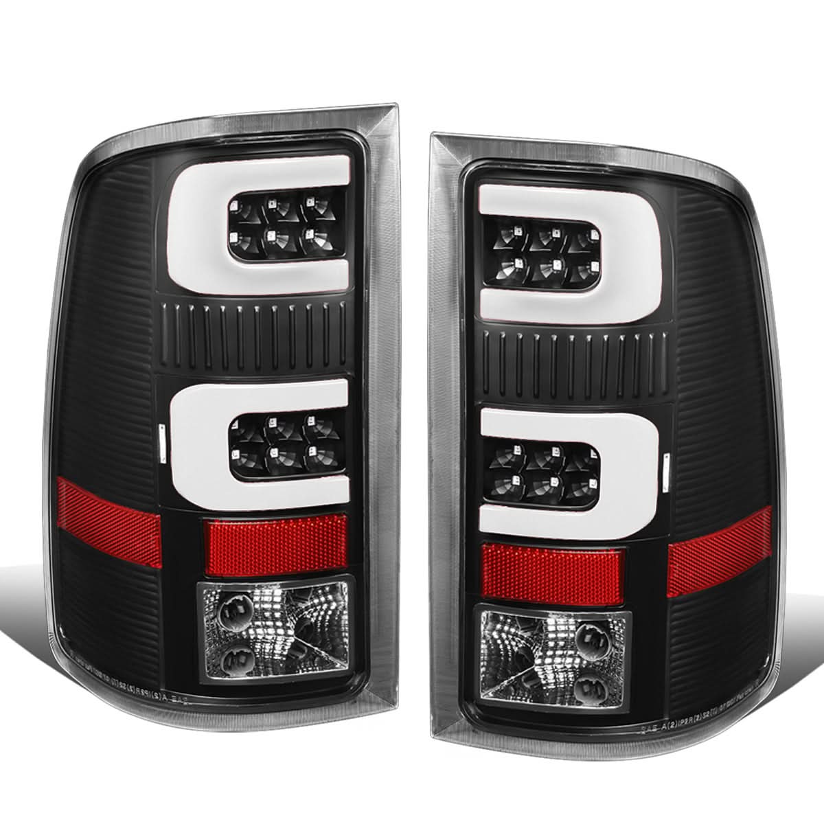 07-14 GMC Sierra 3D LED Tail Lights Black Clear