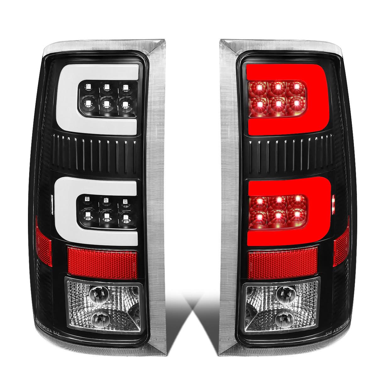 07-14 GMC Sierra 3D LED Tail Lights Black Clear