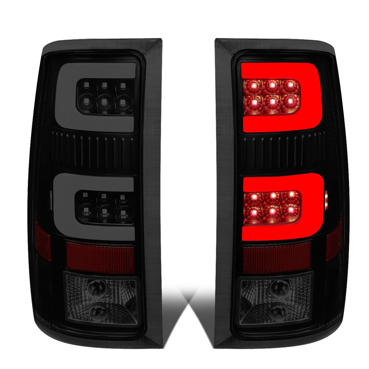 07-14 GMC Sierra 3D LED Tail Lights - Black Smoke
