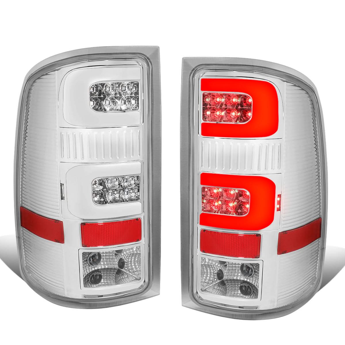 07-14 GMC Sierra 1500/2500HD/3500HD 3D LED Tail Lights Chrome/Clear