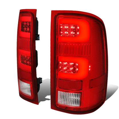 07-14 GMC Sierra 3D LED Tail Lights Chrome Red