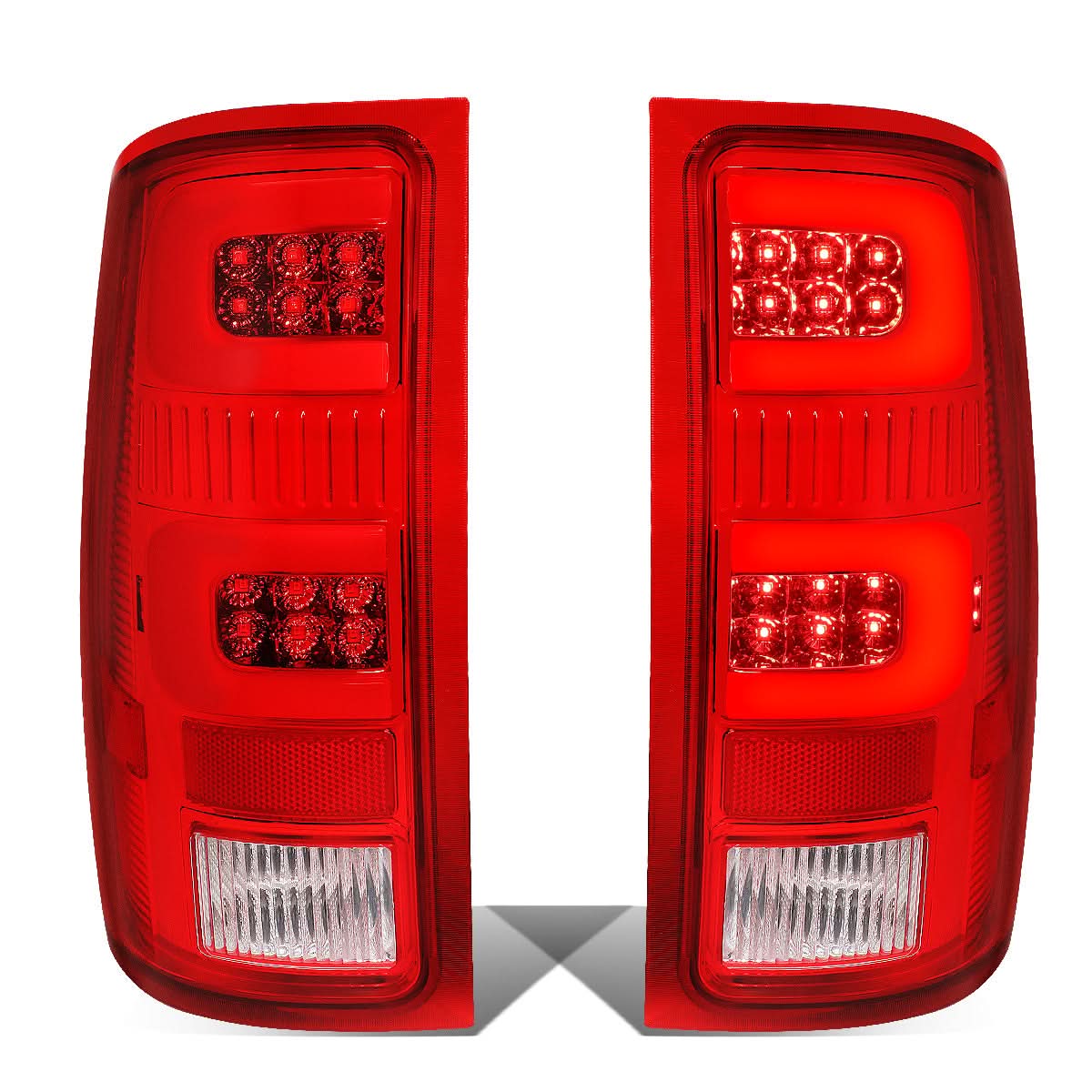 07-14 GMC Sierra 3D LED Tail Lights Chrome Red