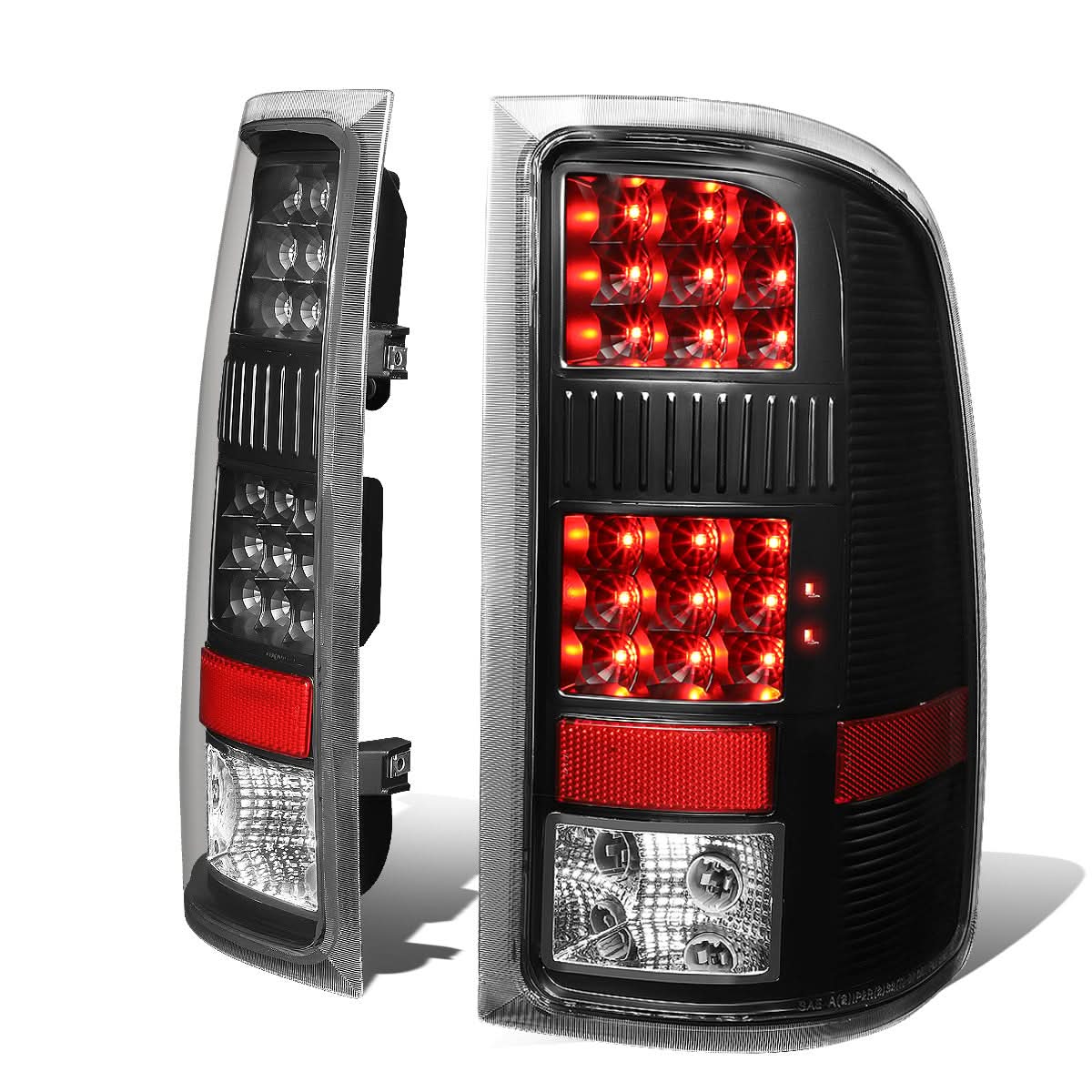 07-14 GMC Sierra LED Tail Lights Black Clear