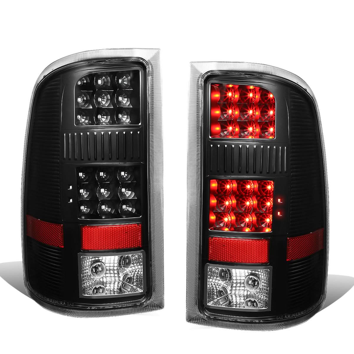 07-14 GMC Sierra LED Tail Lights Black Clear