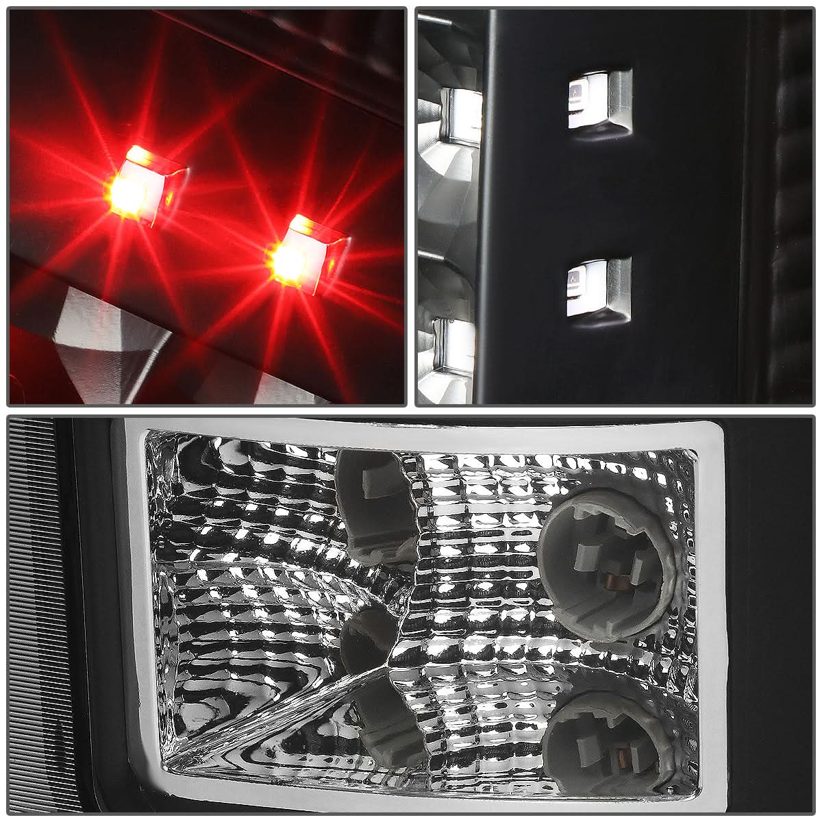 07-14 GMC Sierra LED Tail Lights Black Clear