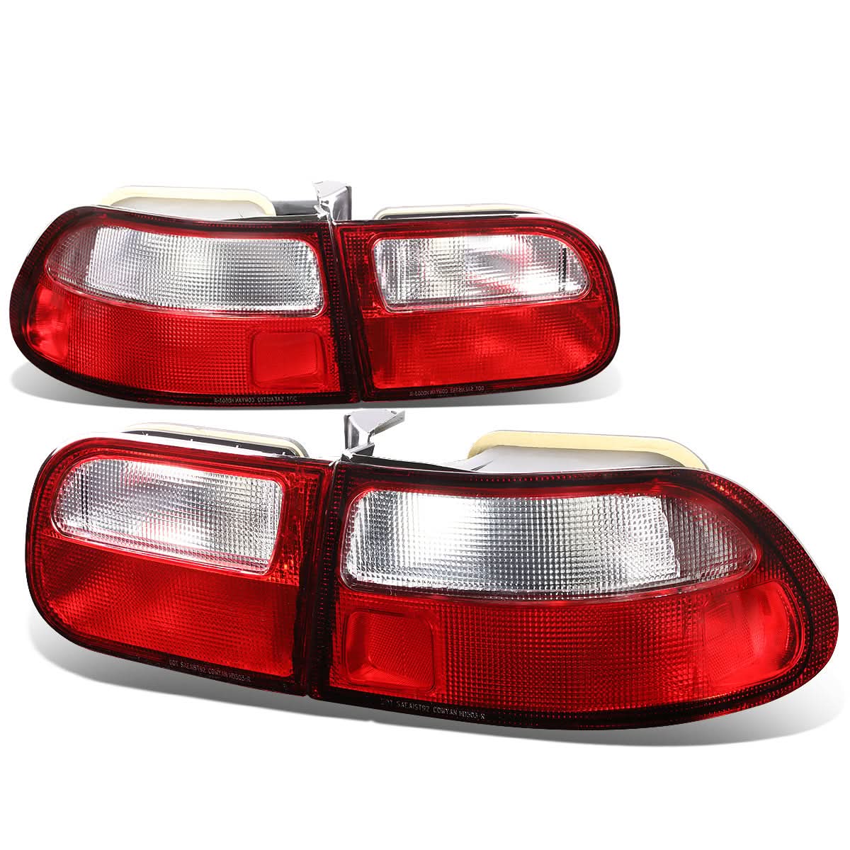92-95 Honda Civic 2/3-Door Red Clear Tail Lights