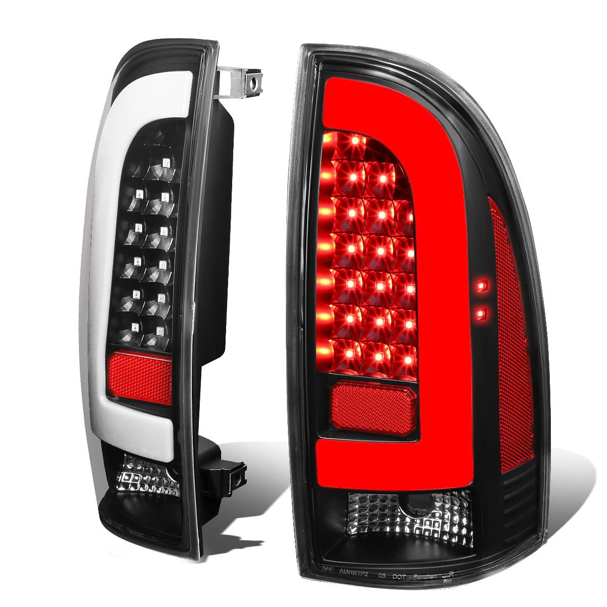 2005-2015 Toyota Tacoma L-Bar Style 3D LED Tail Lights - Black/Clear