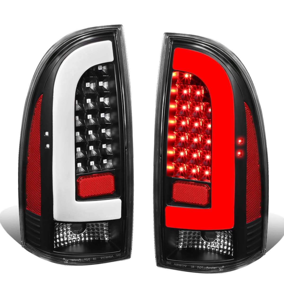 2005-2015 Toyota Tacoma L-Bar Style 3D LED Tail Lights - Black/Clear