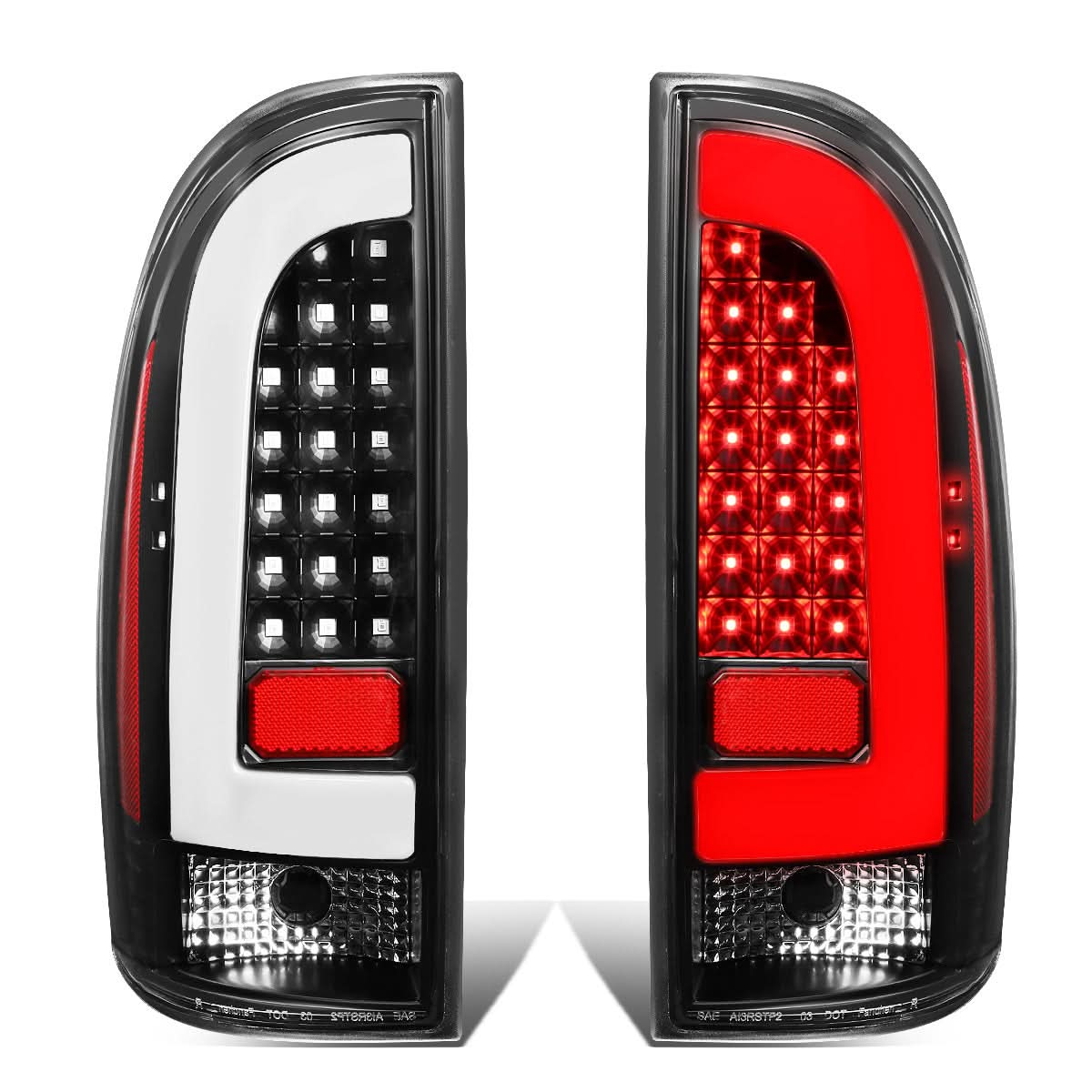 2005-2015 Toyota Tacoma L-Bar Style 3D LED Tail Lights - Black/Clear
