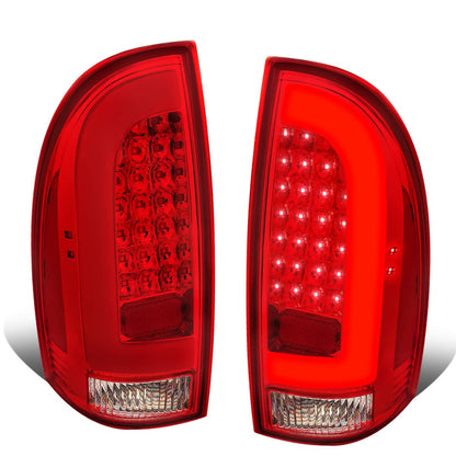 2005-2015 Toyota Tacoma L-Bar Style 3D LED Tail Lights Chrome/Red