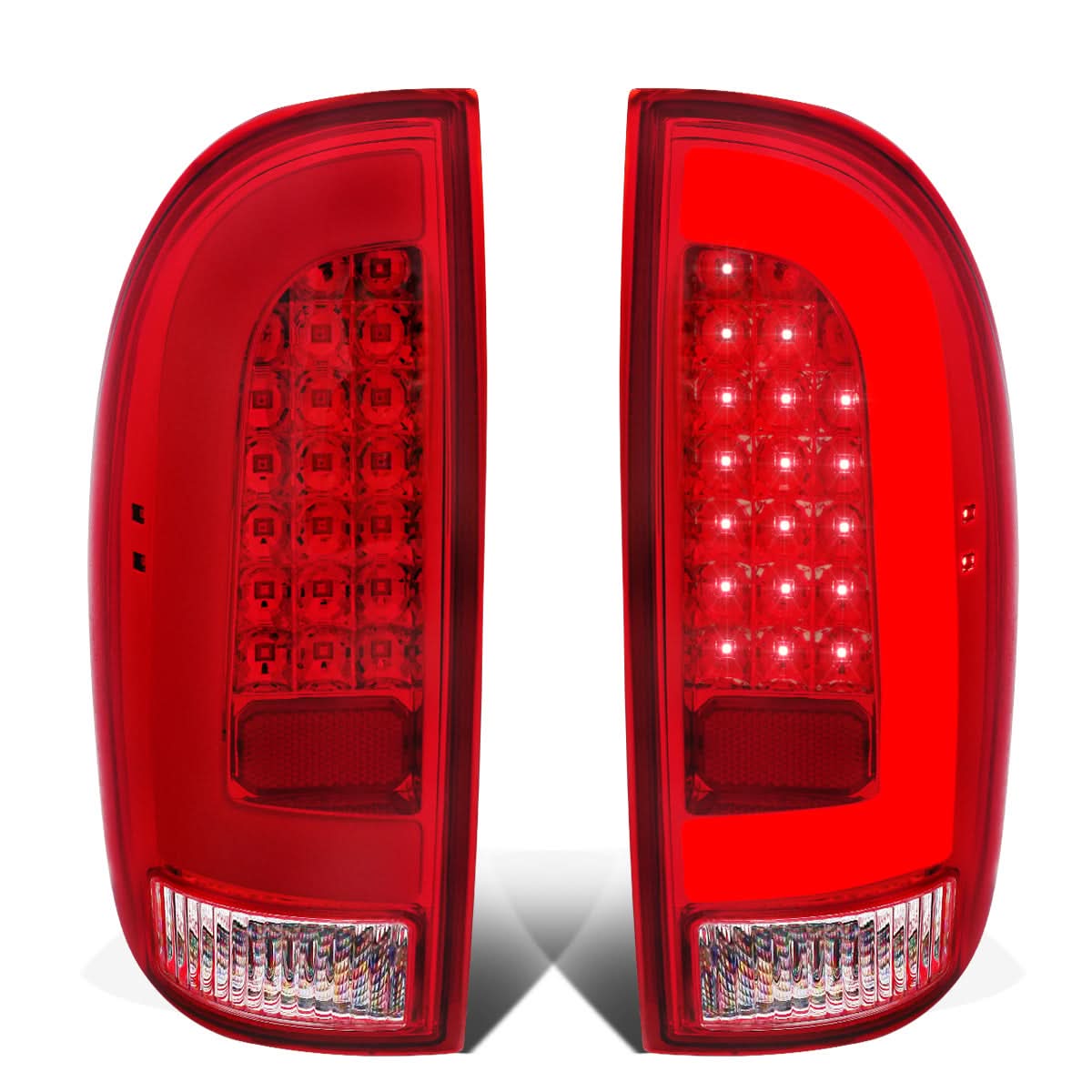 2005-2015 Toyota Tacoma L-Bar Style 3D LED Tail Lights Chrome/Red