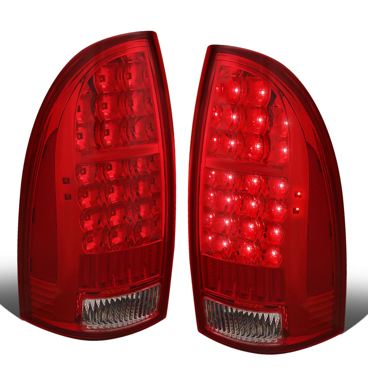 2005-2015 Toyota Tacoma LED Tail Lights - Chrome Red