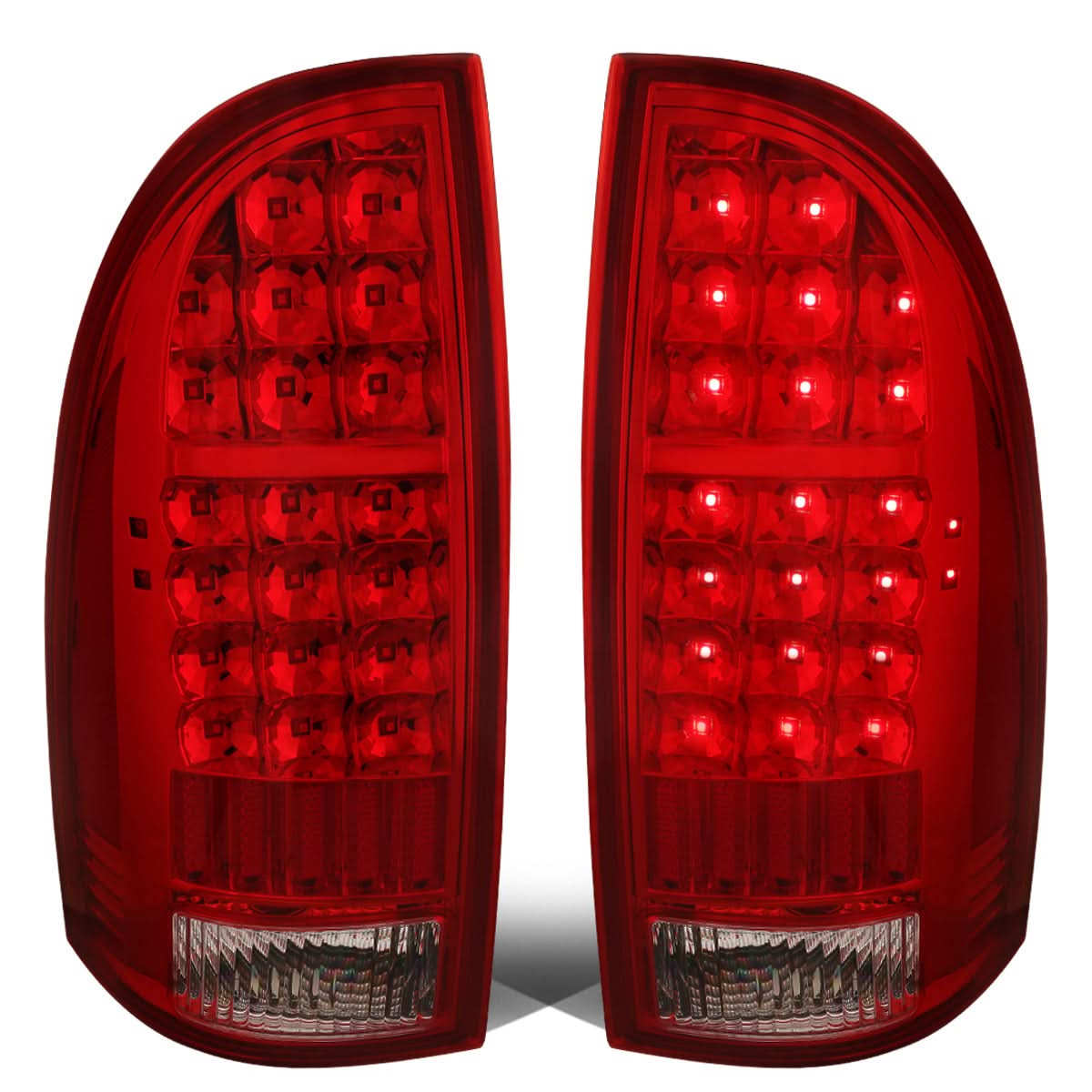 2005-2015 Toyota Tacoma LED Tail Lights - Chrome Red