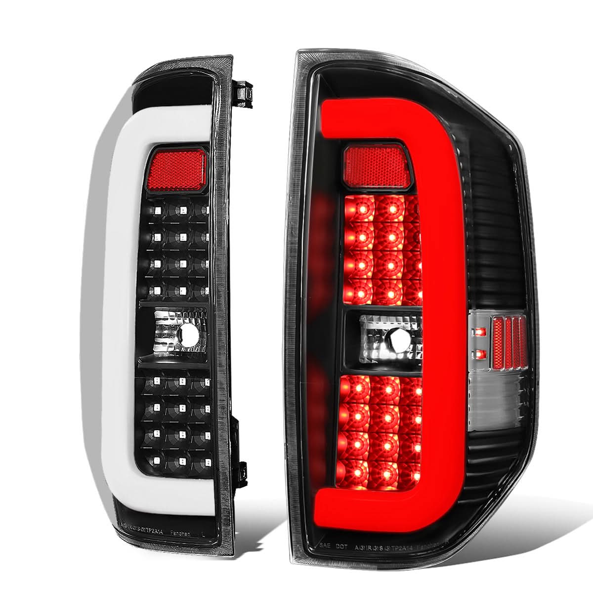 14-18 Toyota Tundra Tube Bar Style 3D LED Tail Lights - Black/Clear