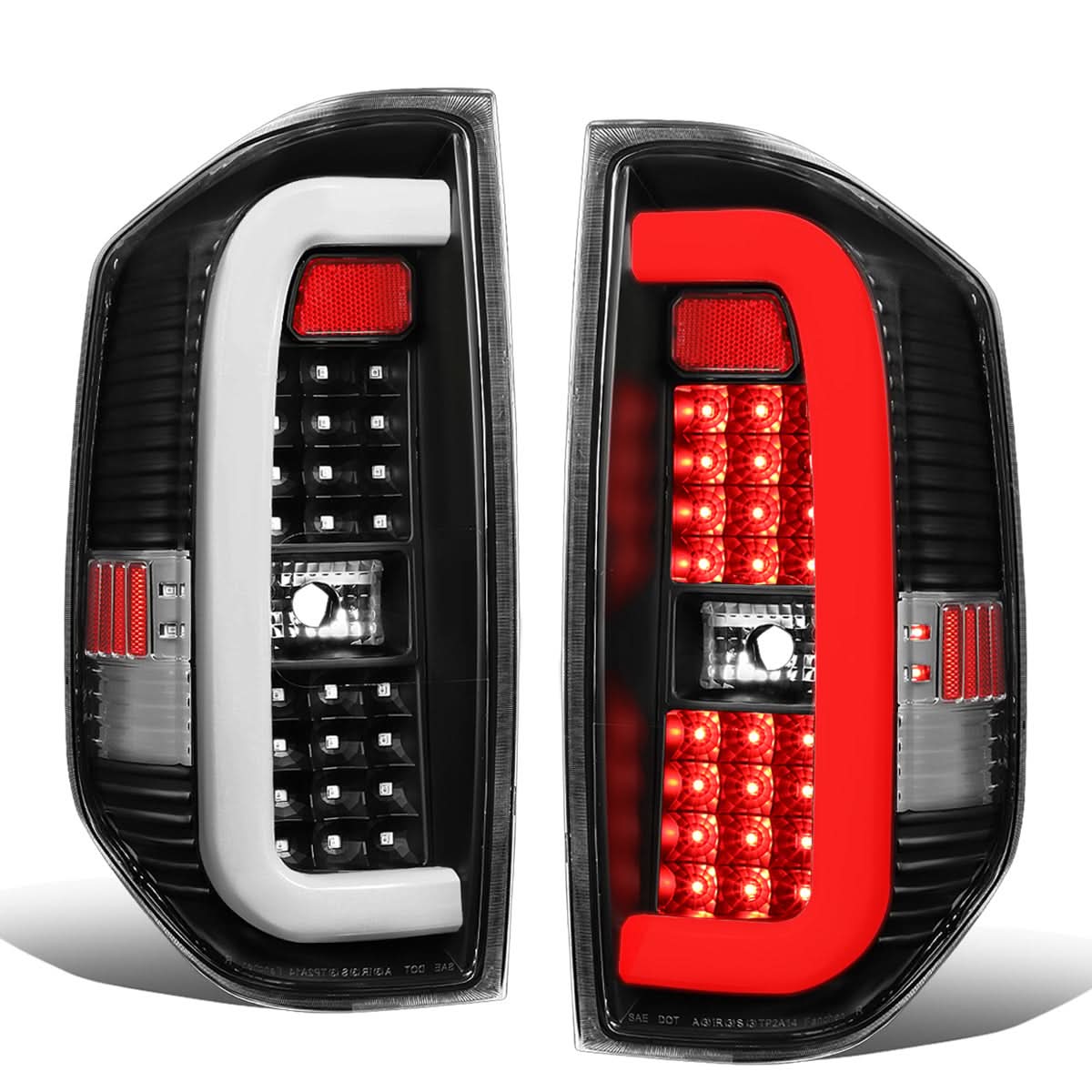 14-18 Toyota Tundra Tube Bar Style 3D LED Tail Lights - Black/Clear