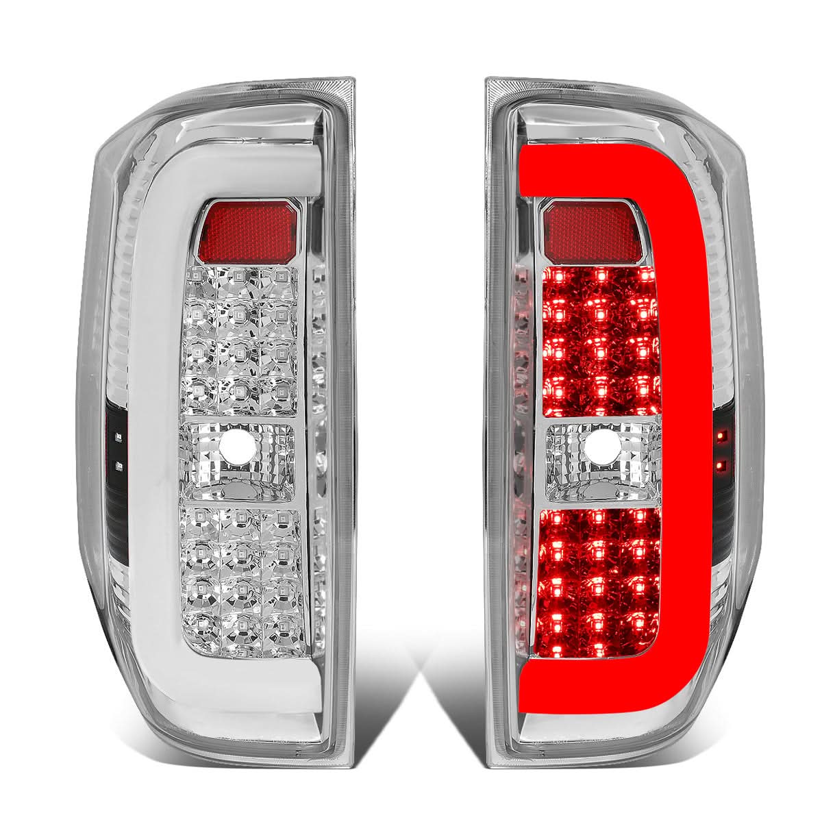 14-18 Toyota Tundra Tube Bar Style 3D LED Tail Lights - Chrome/Clear
