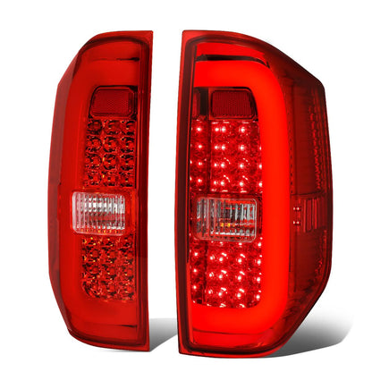14-18 Toyota Tundra Tube Bar Style 3D LED Tail Lights Chrome/Red