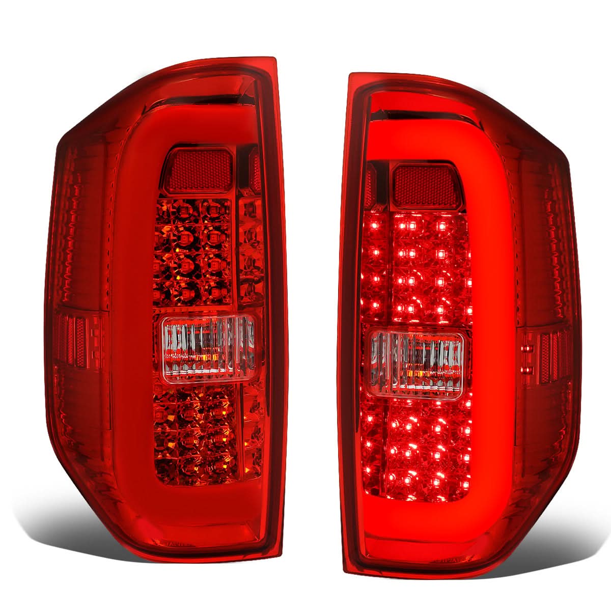 14-18 Toyota Tundra Tube Bar Style 3D LED Tail Lights Chrome/Red