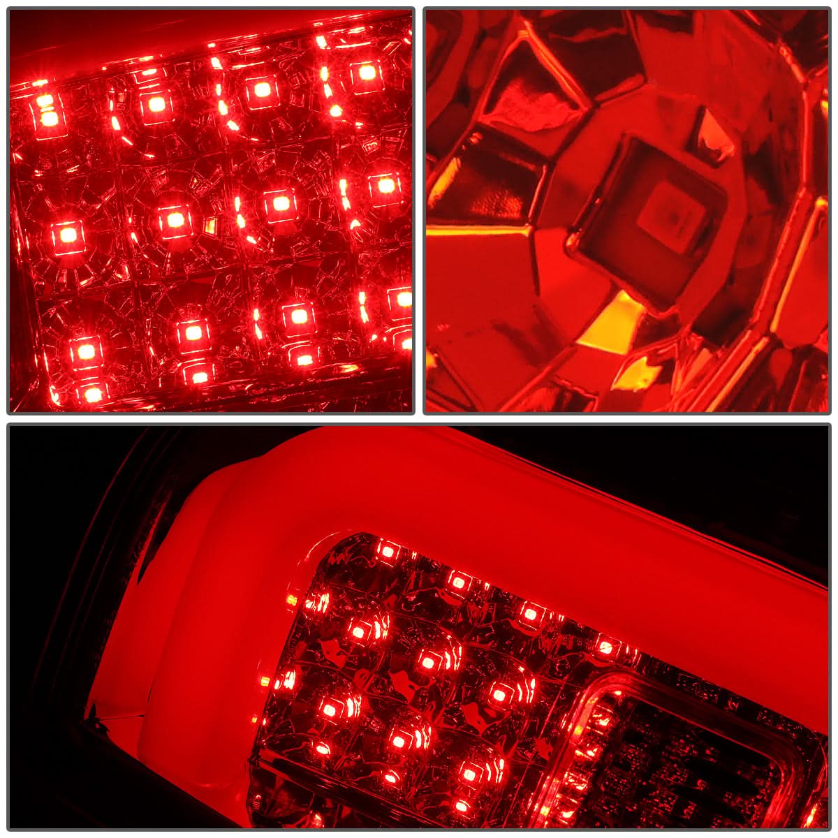 14-18 Toyota Tundra Tube Bar Style 3D LED Tail Lights Chrome/Red