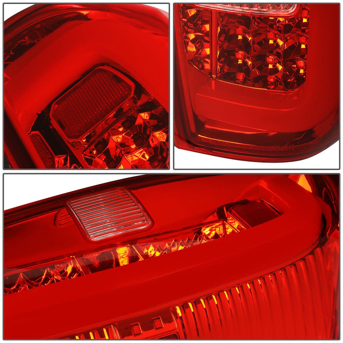 14-18 Toyota Tundra Tube Bar Style 3D LED Tail Lights Chrome/Red